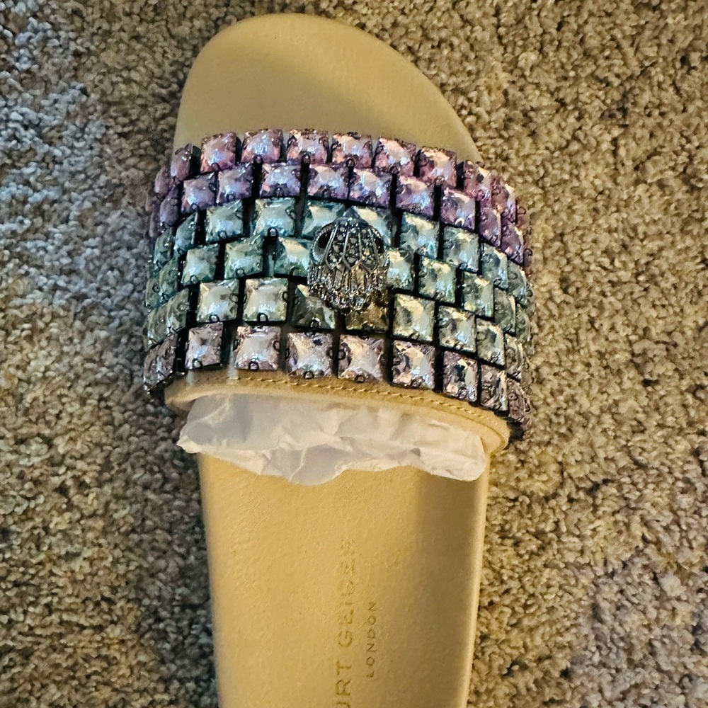 Kurt Geiger Women's Pink and Green Embellished Sandals